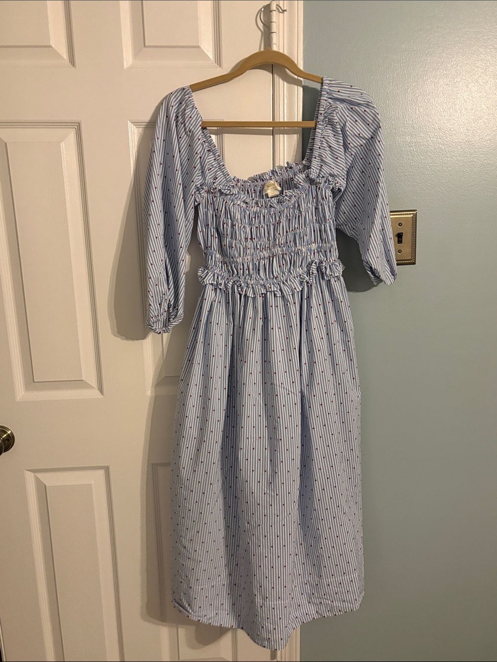Maeve Light Blue Striped Smocked Dress